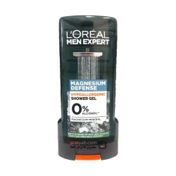 ژل دوش مردانه لورال Loreal فاقد الکل مدل Magnesium Defence حجم 300 میل